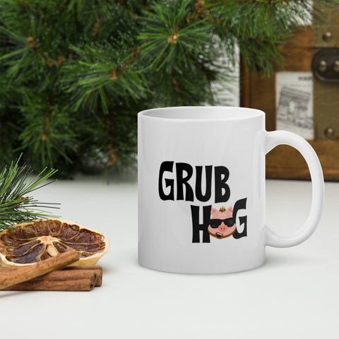 Grub Hog White glossy mug