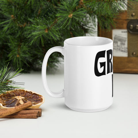 Grub Hog White glossy mug