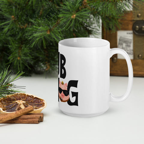 Grub Hog White glossy mug